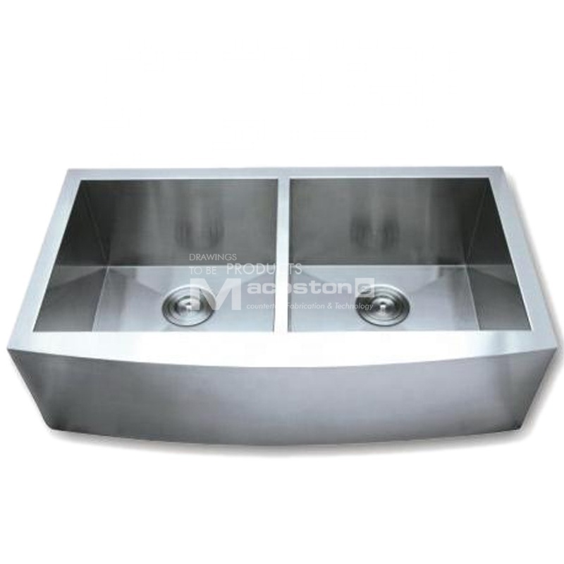 Stainless Steel Double Bowl Undermount Small Size Competitive Price Elegant Shape  Farm Apron Front Style Kitchen Sink