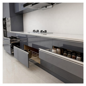 Pull Out High Glossy Grey Kitchen Utensil Storage Cabinets for Kitchen