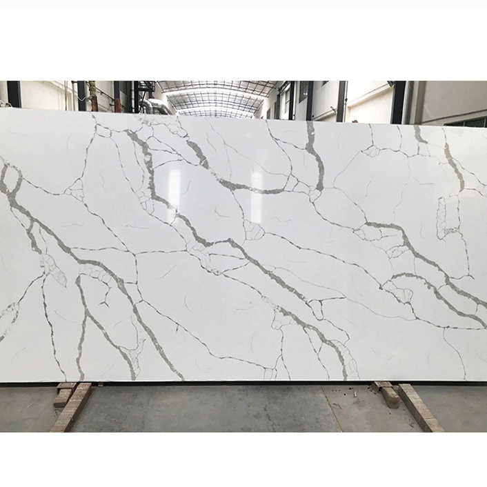 Chinese Jumbo Size Extra Large Big Wholesale Price White Calacatta Polished Artificial Quartz Stone Slabs For Kitchen Countertop