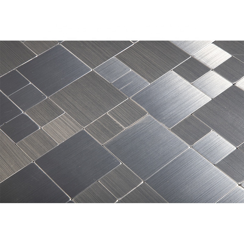 Matt Metal Square Aluminum Composited Mosaic Peel And Stick Tile Kitchen Splash Back Self Adhesive Wall Mosaic Design