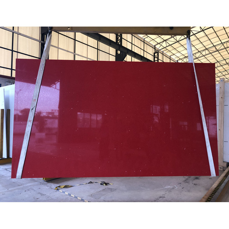 Red Strawberry Galaxy Artificial Quartz Stone Slab Countertops