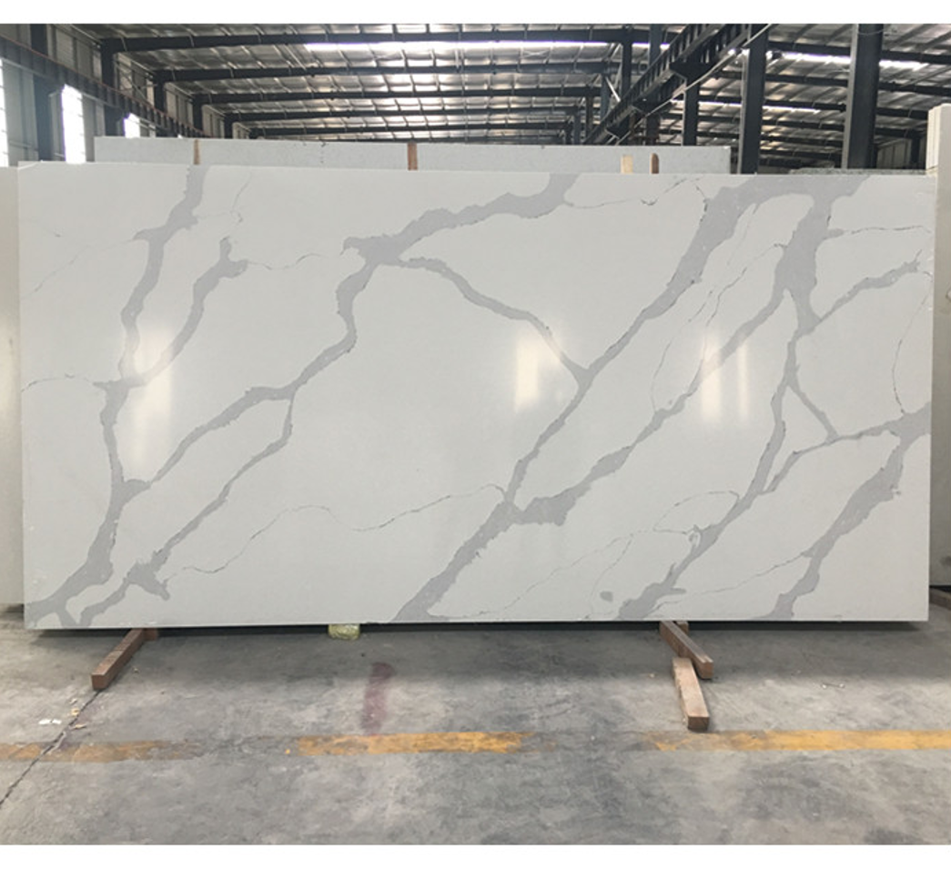 Precious Classic Jumbo Big Slab Surface Polished White Calacatta Wholesale Artificial Quartz Stone Countertop Quartz Slab Price