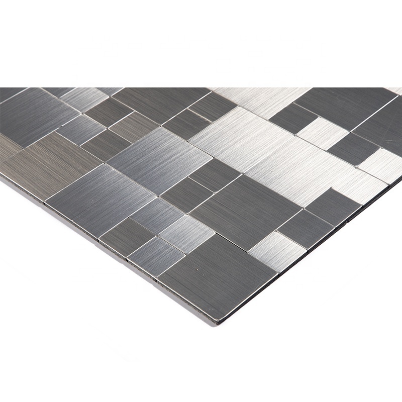 Matt Metal Square Aluminum Composited Mosaic Peel And Stick Tile Kitchen Splash Back Self Adhesive Wall Mosaic Design