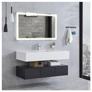 Luxury 36" 48 72 Inches Oak Solid Wood Wooden Bathroom Vanity Furniture With Basin Led Mirror