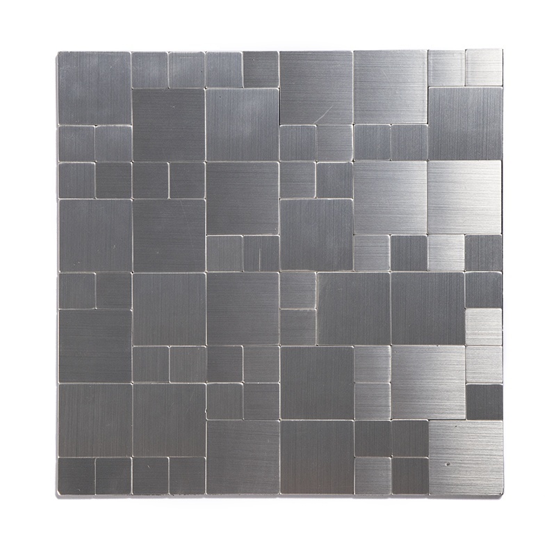 Matt Metal Square Aluminum Composited Mosaic Peel And Stick Tile Kitchen Splash Back Self Adhesive Wall Mosaic Design