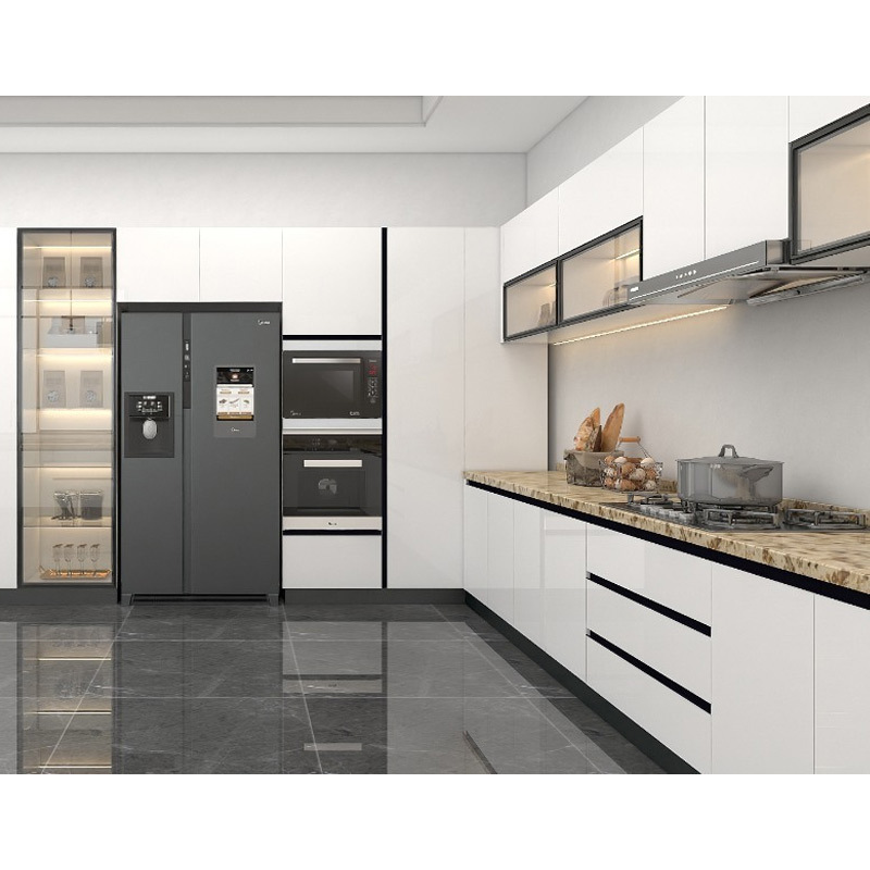 Italian High Gloss Pearl White Luxury Style Kitchen Cupboards Modern Solid Wood Kitchen Cabinet Set with Accessories