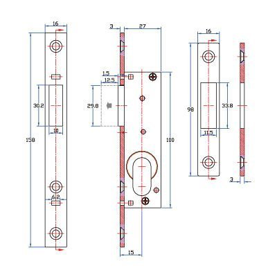 Factory Supply Wholesale Price 4 Round Bolts Mortise Door Lock For Steel Gate