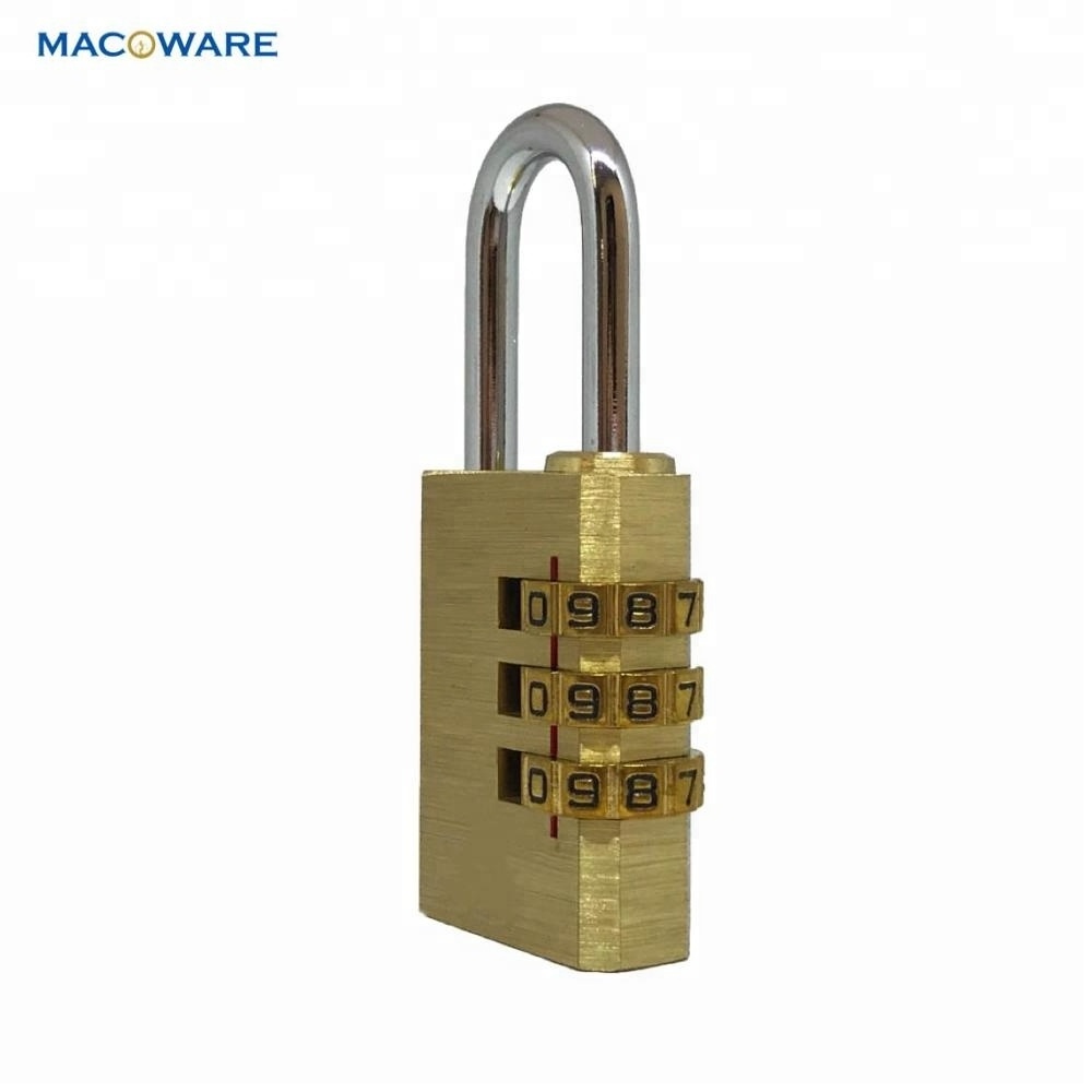 3 Combination Lock Candado High Security Luggage Brass Password Padlock