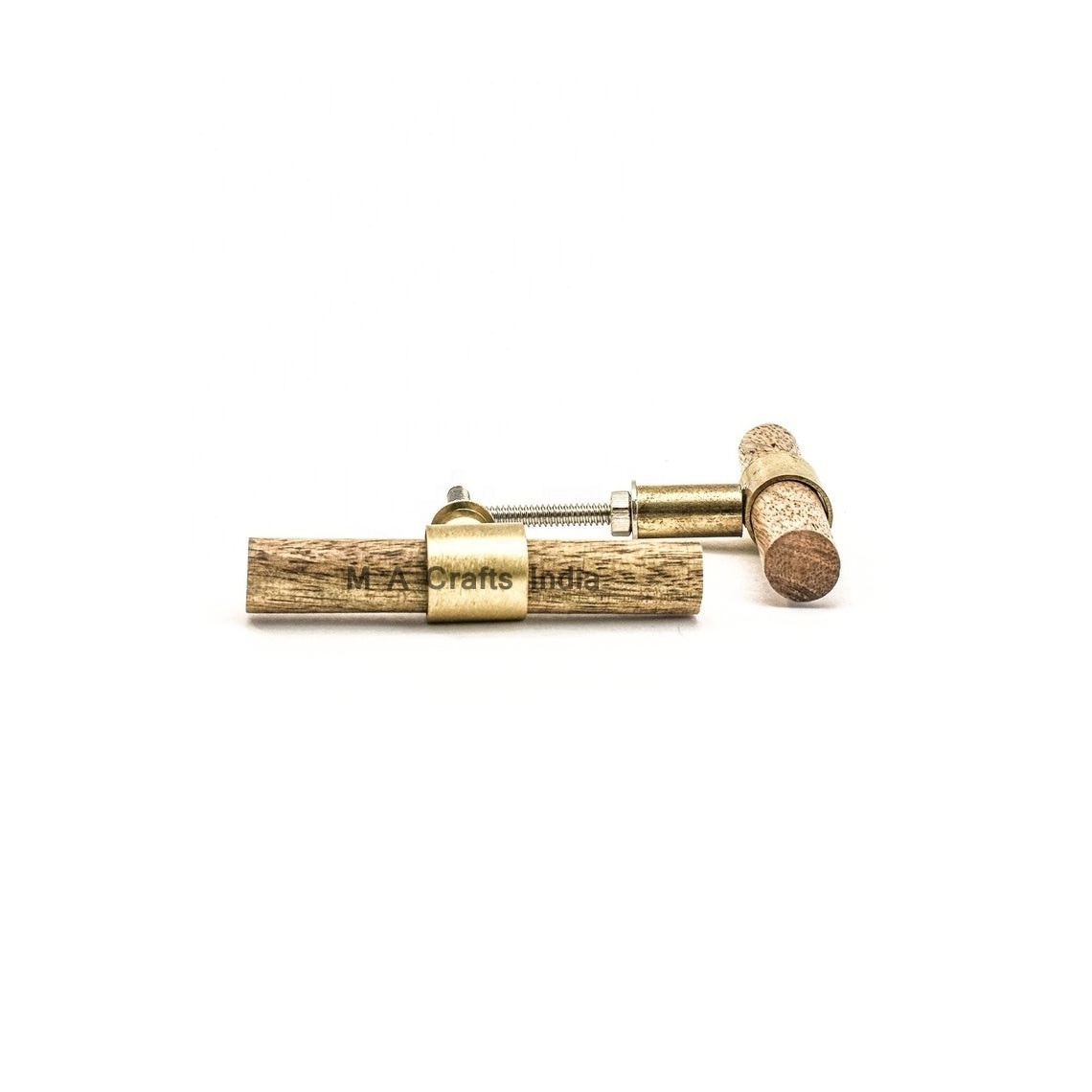 Slimline Mango Wood Pull Wood Cabinet Knob Furniture Hardware Decorative Knob Pull Luxury Pulls Wood and Brass Handle Door Knob