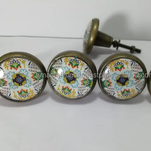 Vintage church stained glass Glass Cabochon Bronze cabinet Dresser Knobs pull Dresser Pull Cabinet Knobs  Furniture Knobs