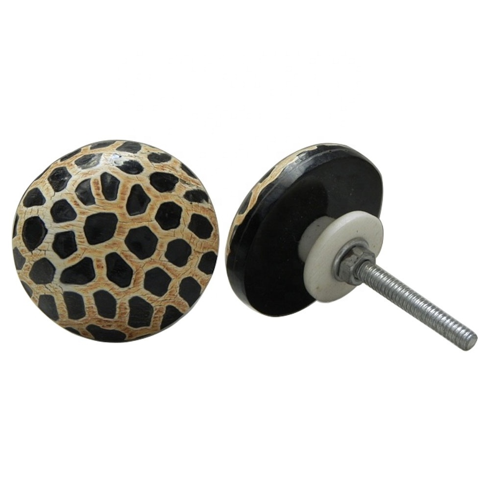 High-Quality Horn Animal Print Door Knob for Drawer Round Animal Print Horn Cabinet Drawer Knobs