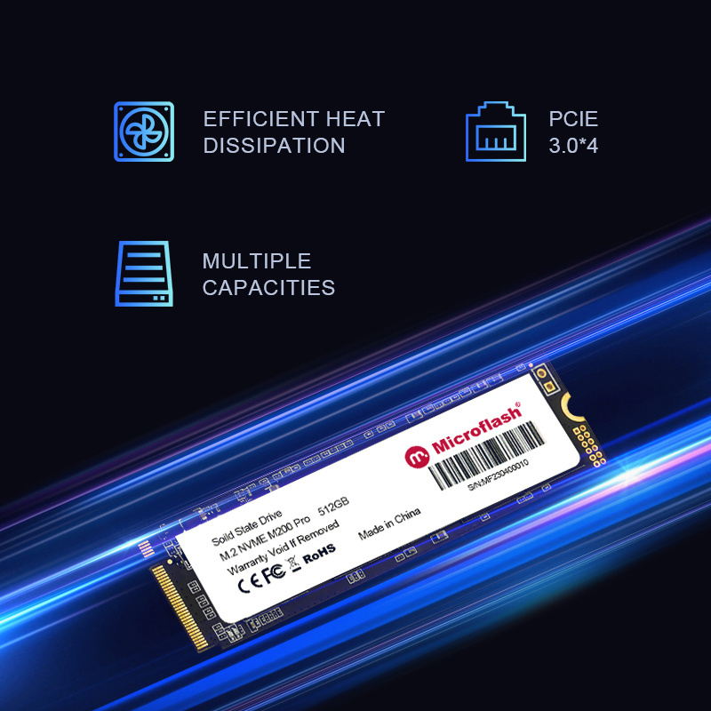 Microflash Bulk 128GB 256GB 512GB 1TB 2TB M2 M.2 2280 PCIe NVMe SSD PCIE3 Gen3x4 Hard Drives with QLC Chips