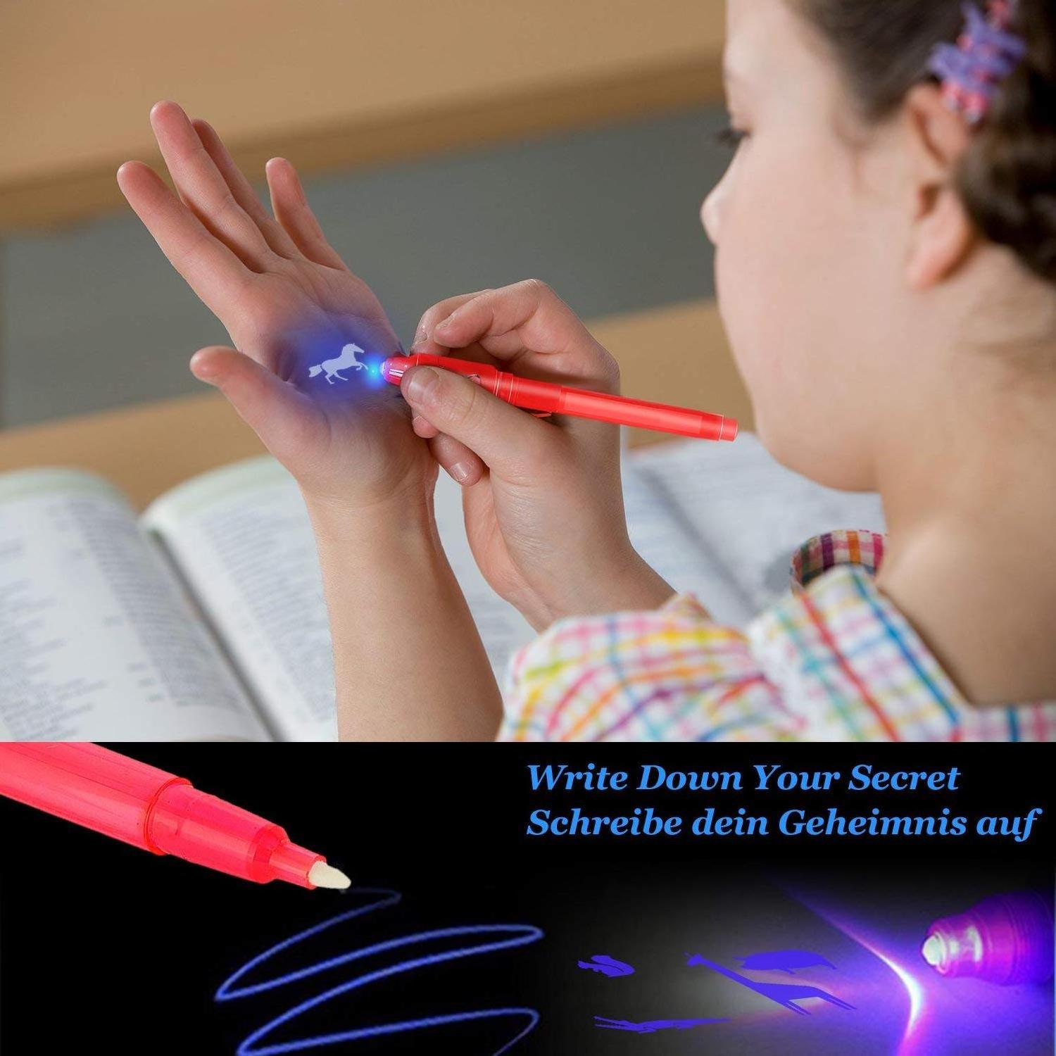 Invisible Writting Machine Invisible Ink Pen with uv Light Secret Message Writer Magic Marker ...