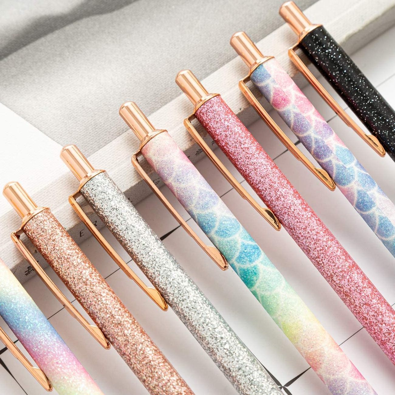 Cute Pens for Women Girls Fancy Pretty Decorative Glitter Body, Bulk Office Retractable Ballpoint Pens Weeding Pen