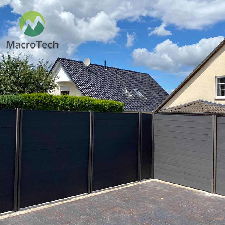 WPC Outdoor Garden Co Extruded Privacy Fence Wood Plastic Composite Wood Vinyl Charcoal Black Cheap Fencing CE Sale Anti