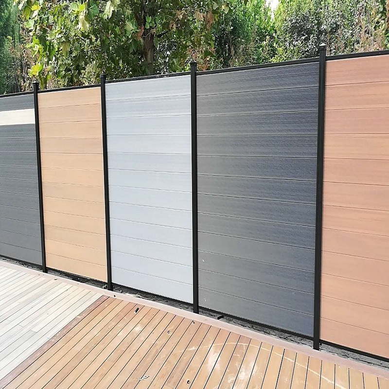 WPC Outdoor Garden Co Extruded Privacy Fence Vinyl Teak Light Gray Metal Aluminum Wood Pallet Not Support Plastic Composite Wood