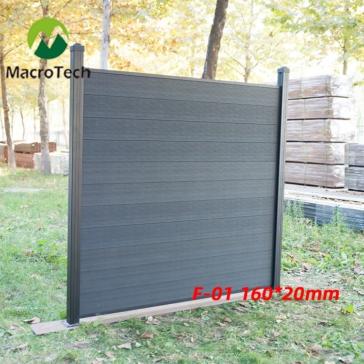 Outdoor WPC Wood Plastic Composite Fence With Aluminum frame Privacy Fencing for Garden