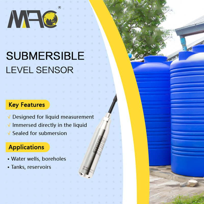 4-20ma 24vdc Underground Water Tank Sewage Hydrostatic Submersible Pressure Liquid Level Sensor Transmitter Indicator