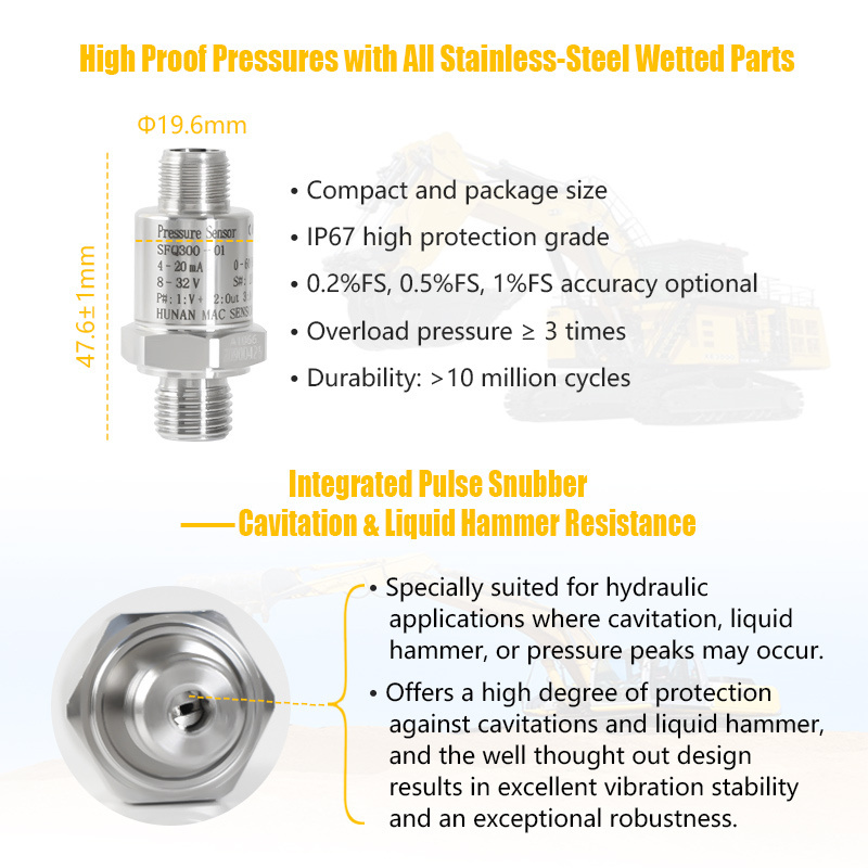 Digital Hydraulic Industrial Pressure Transmitter Transducers with High Shock and Vibration Resistance