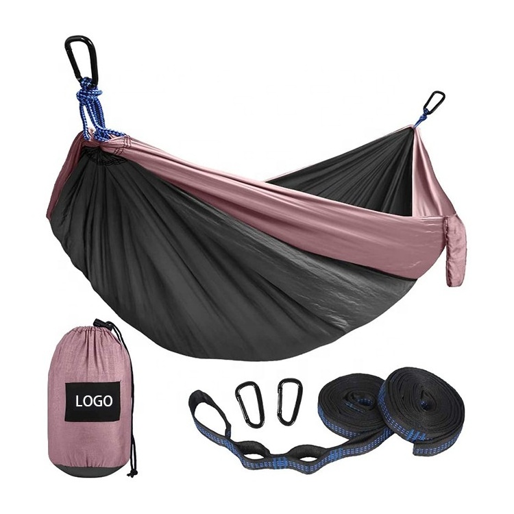 Hot selling Nylon outdoor supplies hammock double color matching parachute portable camping swing hammock