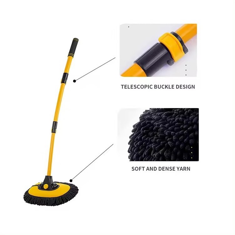 Telescopic Adjustable Rotating Chenille Car Cleaning Brushes Long Handle Cleaning Mop Auto Accessories