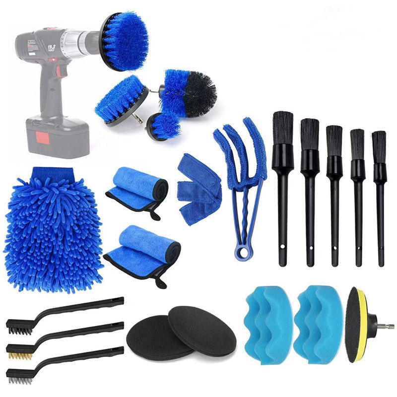 Car Cleaning Tool Brush Set 24 Car Wash Electric Drill Cleaning Brush Detail Brush Kit