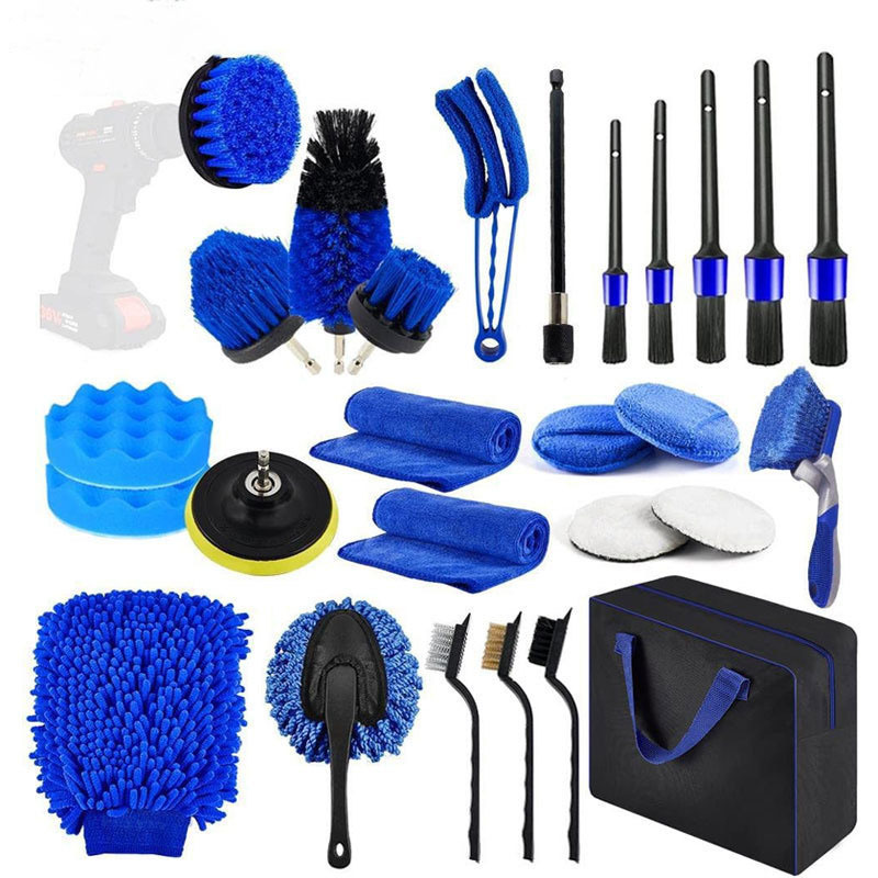 Car Cleaning Tool Brush Set 24 Car Wash Electric Drill Cleaning Brush Detail Brush Kit