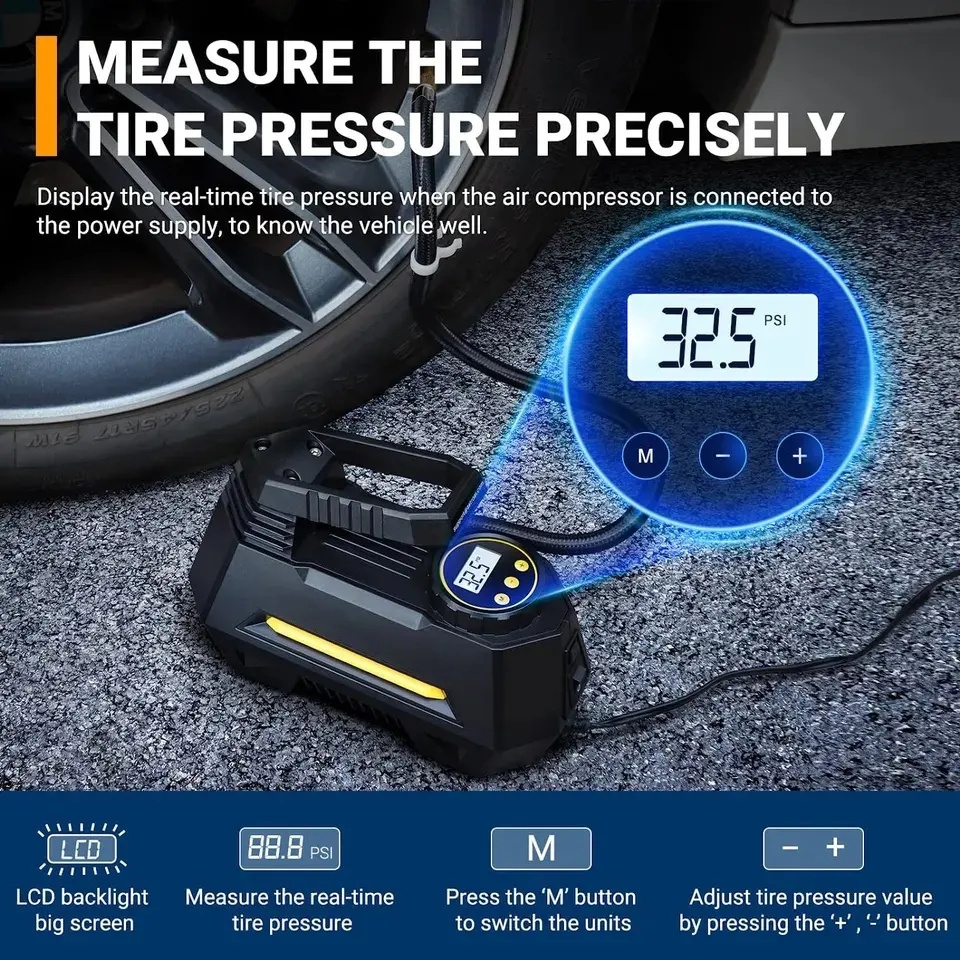 Wholesale With Pressure Gauge Digital Car Tire Inflator Pump Portable Air Compressor