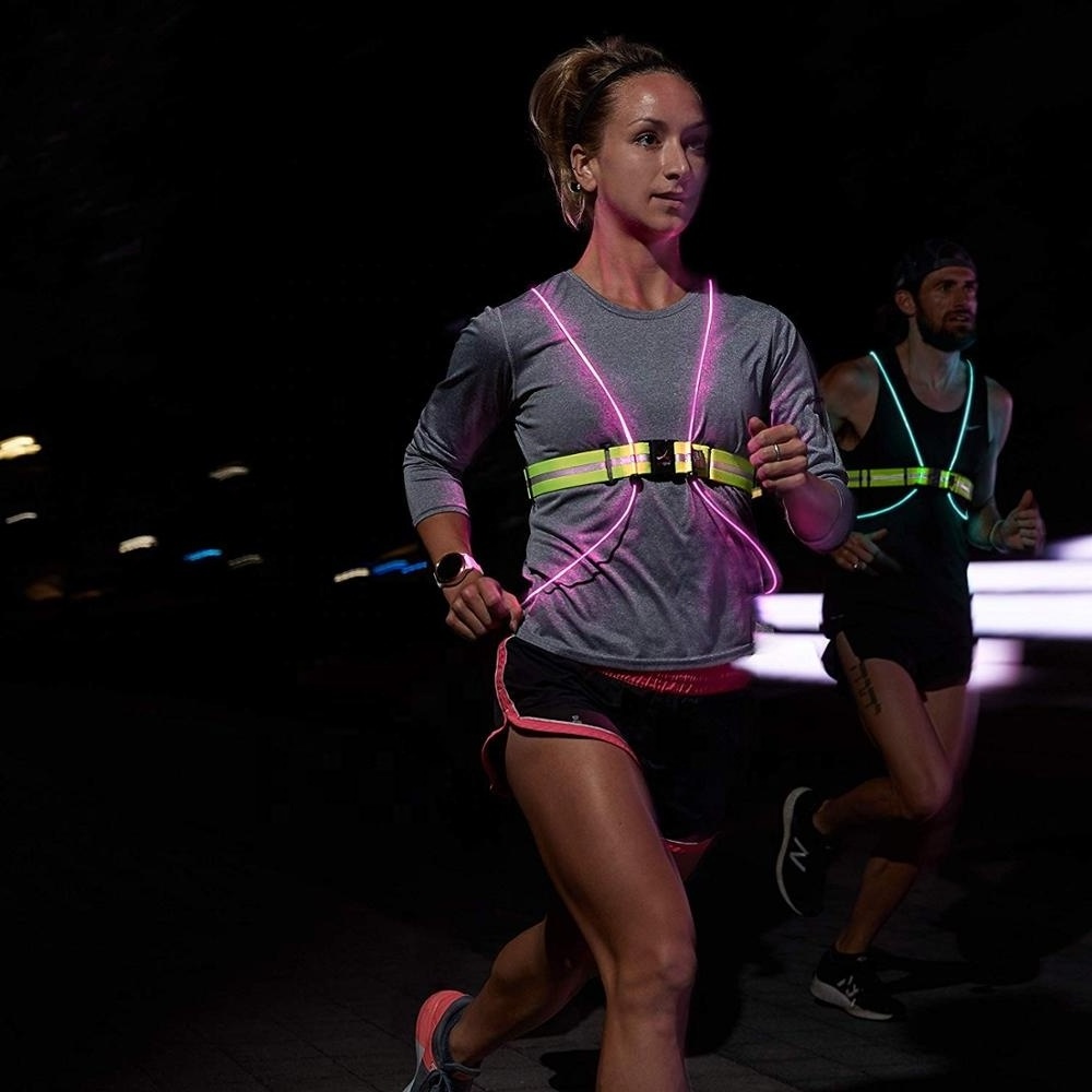 360 Degree Reflective Vest for Running or Cycling with Multicolored LED Fiber Vest