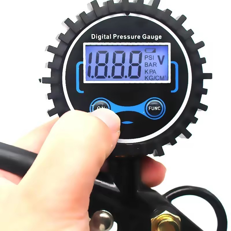 Portable Digital Pressure Gauge 250PSI LED Display Tyre Air Gauge  With Dual Head Chuck Rubber Fitting Car Tire Deflator Gun