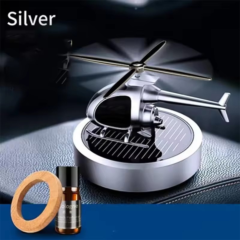 New Solar Rotating Helicopter Perfume Holder  High quality aluminum alloy Helicopter Purifying air Helicopter Car Air Freshener