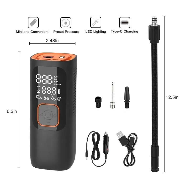 New Product Tire Inflator Portable Air Compressor 150psi Cordless Air Pump With Led Screen Suitable For Car