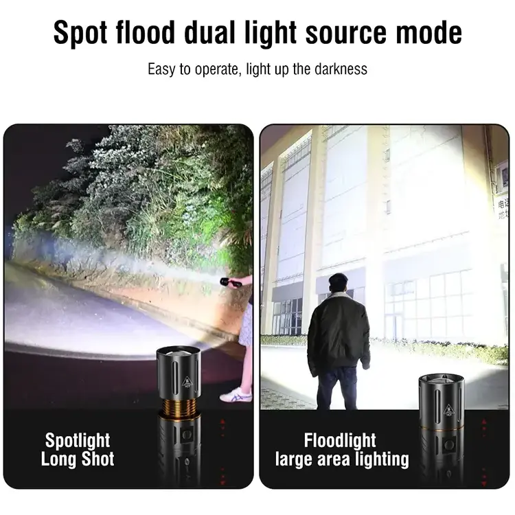 High Power 10000 Lumens Led Flashlight 12hours Running Time Led Torch 500 Meters Zoomable Led Flashlight With Power Bank