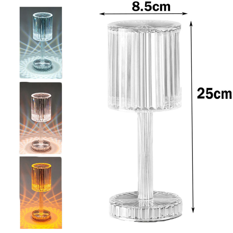 Table Lamp USB Acrylic Decorative Desk Lamp Bedroom Bedside Bar Crystal Lights Decoration Romantic Gift Night Light