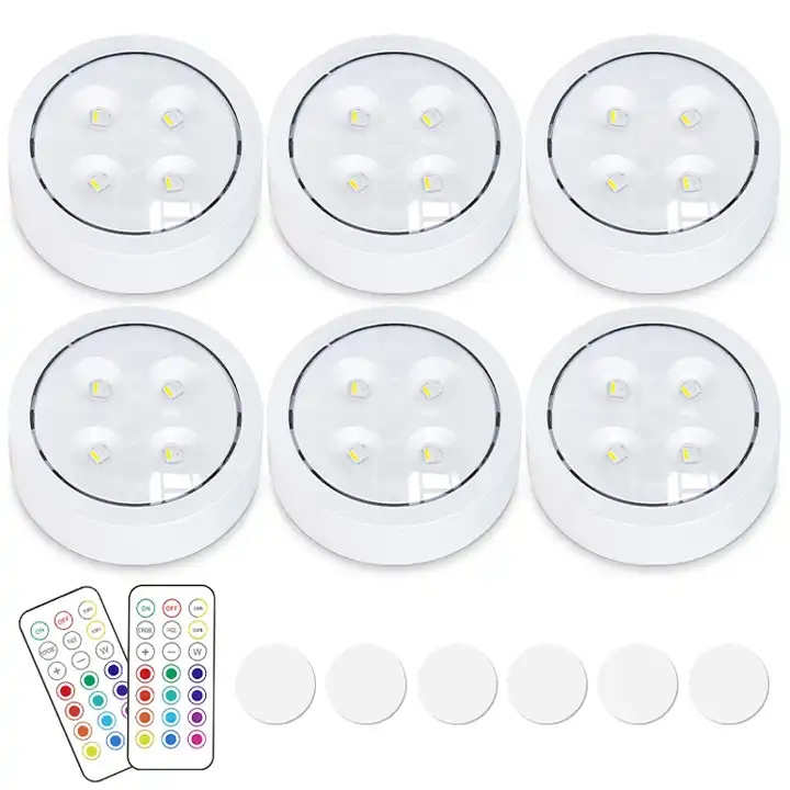 Wireless LED Puck Light 6 Pack With Remote Control 3AA Battery Powered Led Night Lights