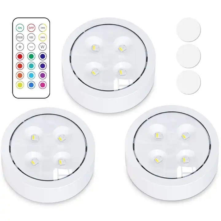 Wireless LED Puck Light 6 Pack With Remote Control 3AA Battery Powered Led Night Lights