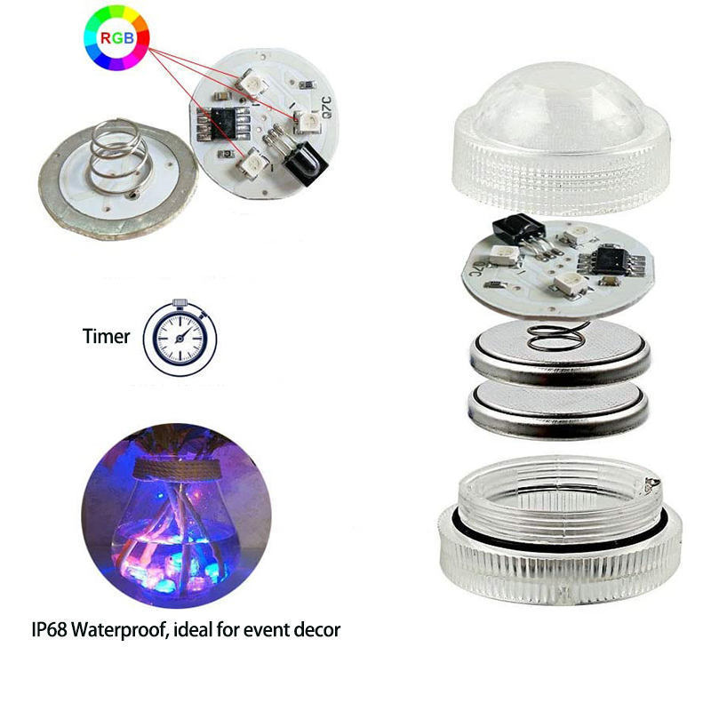 Remote Controlled Submersible led Light Mini Tea Light Waterproof for Vase Event Home Deco