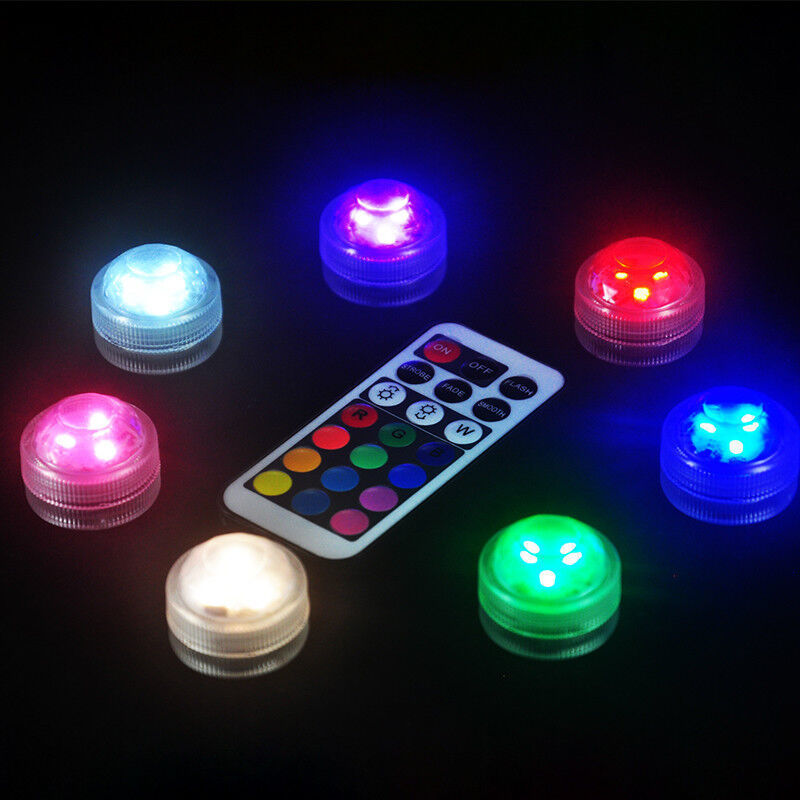 Mini Submersible Led Lights with Remote RGB Multicolor IP68 Waterproof Underwater Tea Lights battery Powered for Vase Pool Pond