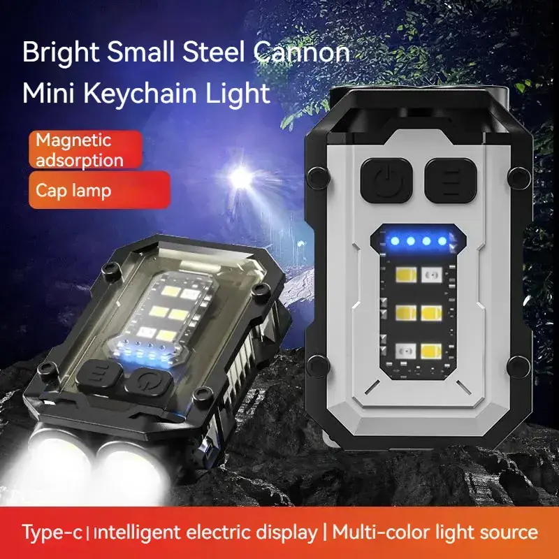 New Camping Hiking Flood Light EDC rechargeable FlashLight Mini Flashlight Keychain Torch Light