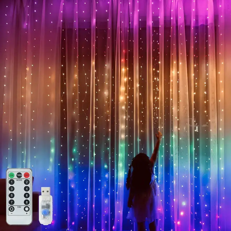 3x3m 300Leds String Decorative Garland String Lights Remote Control APP Window Waterproof Fairy Led Curtain Light