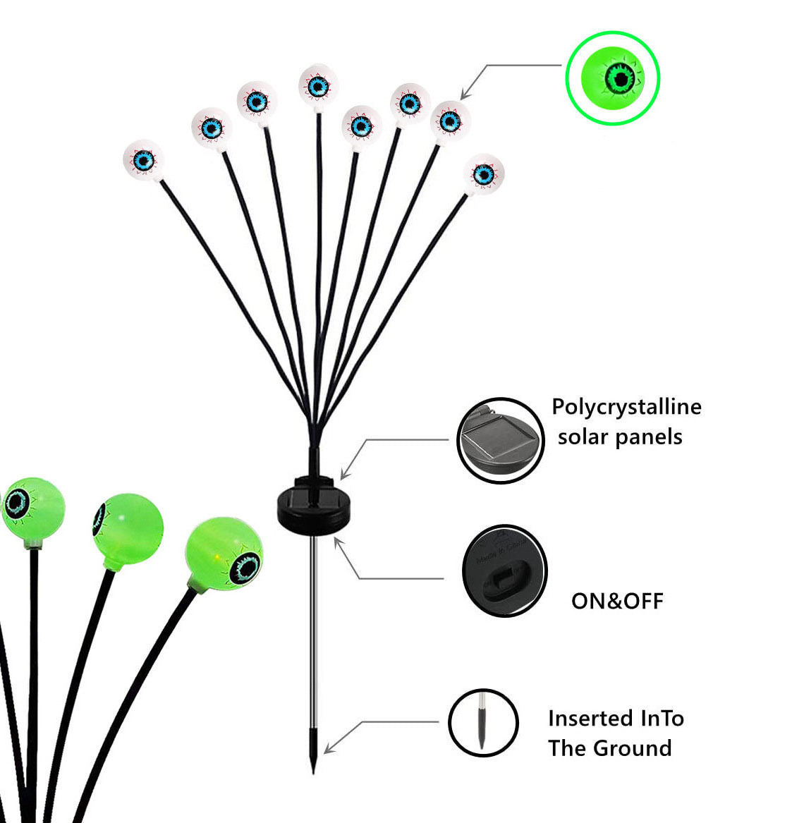 Waterproof Outdoor Eyeball Solar Halloween Pathway Lights Halloween Stake Lights for Garden Backyard Patio Pathway