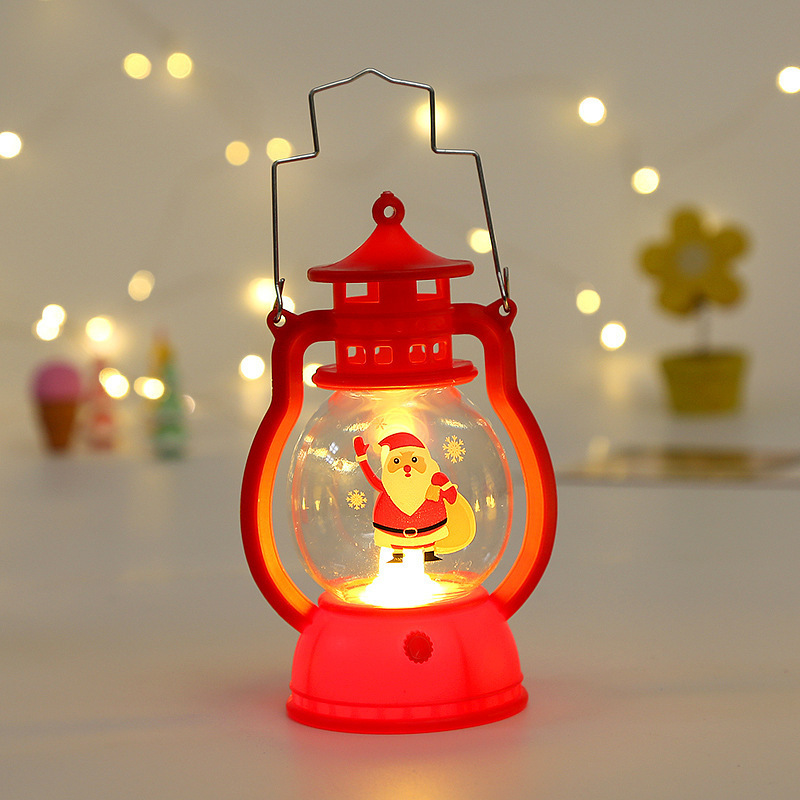 Christmas Lantern Light Hanging LED Christmas Santa Snowman Plastic Lantern Light   Merry Christmas Decorations For Home