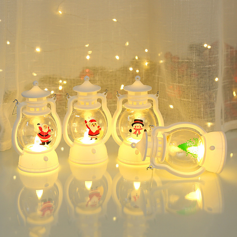 Christmas Lantern Light Hanging LED Christmas Santa Snowman Plastic Lantern Light   Merry Christmas Decorations For Home