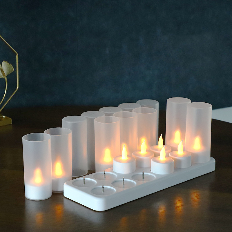 Wholesale Rechargeable Flickering Flameless Candles Color LED Tea Lights With Timer for Table Centerpieces,Halloween,Christmas