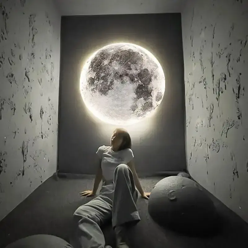 Modern LED Moon Wall Lamps Creative Mural Wall Lighting Living Room Background Decorative Wall Lamp