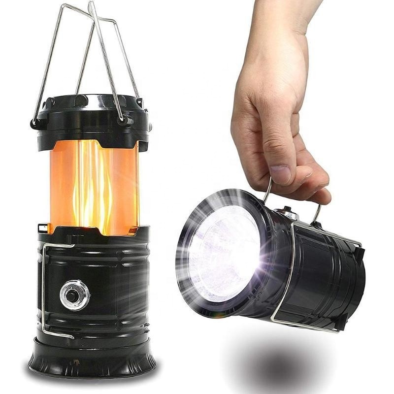 Portable Outdoor LED Flame Lantern 3-in-1 Camping Lantern for Hiking Collapsible AA Dry Battery LED Blaze Camping Light