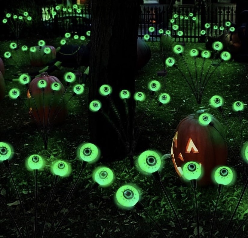 Halloween Eyeball Lights Solar Power Firefly Lights Garden Lawn Lamp Outdoor Swaying Light For Courtyard Pathway Decoration