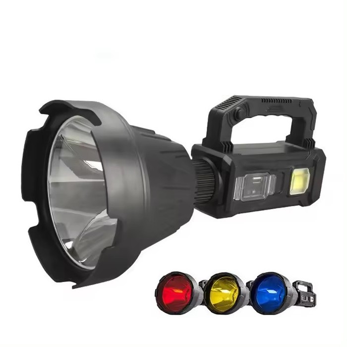 W5111 Multi-Function Handheld Solar LED Searchlight Most Powerful XHP50 Flashlight Type-C Rechargeable Portable LED Spotlight