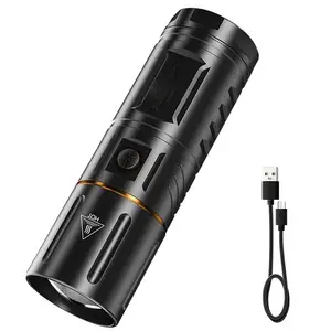 High Power 10000 Lumens Led Flashlight 12hours Running Time Led Torch 500 Meters Zoomable Led Flashlight With Power Bank