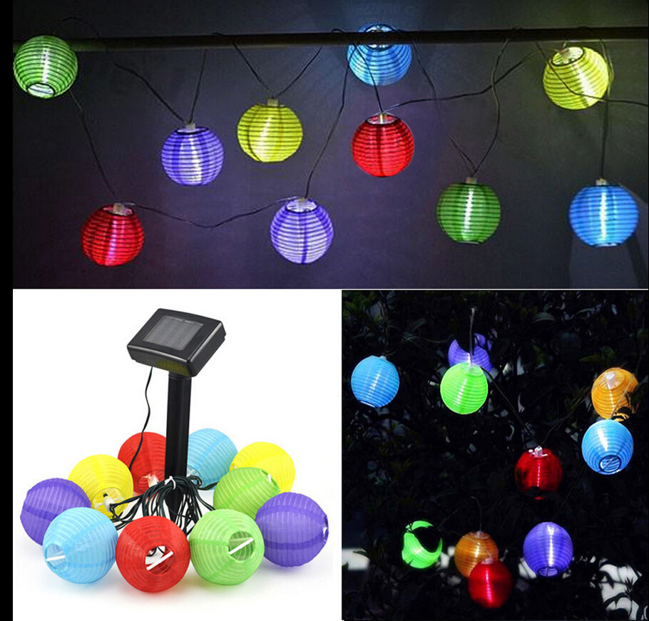 Chinese Led Flame Light Hanging Garden Lighting Solar Power Paper Lamp String Lanterns